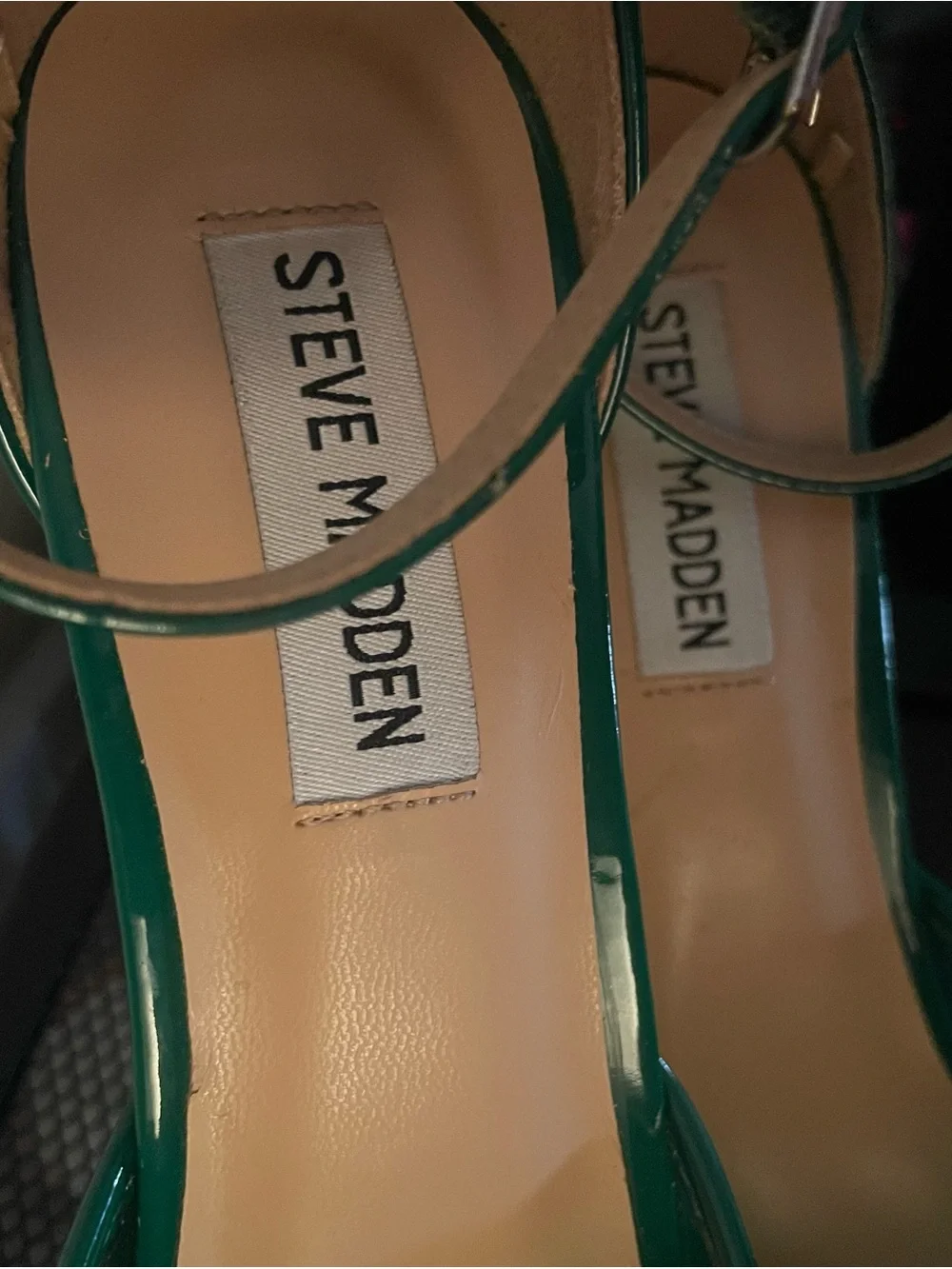 Steve Madden Emerald Green Patent Pointed-Toe Ankle-Strap Pumps